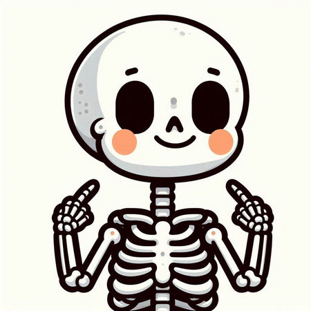 Cute cartoon skeleton on white background. Vector illustration for Halloween.のイラスト素材