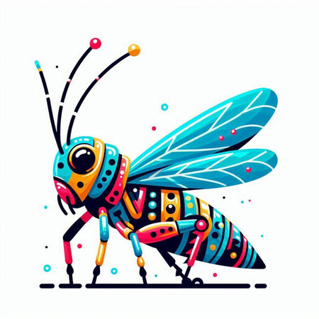 Colorful insect isolated on white background. Vector illustration in cartoon style.のイラスト素材
