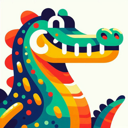 Crocodile vector illustration. Colorful crocodile background.のイラスト素材