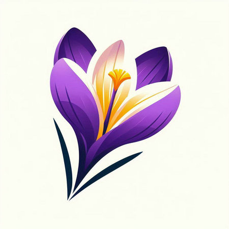 Beautiful purple crocus flower on white background. Vector illustration.のイラスト素材