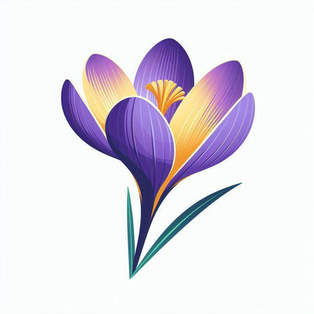 Beautiful crocus flowers on a white background. Vector illustration.のイラスト素材