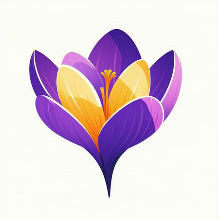 Beautiful crocus flower isolated on white background. Vector illustration.のイラスト素材