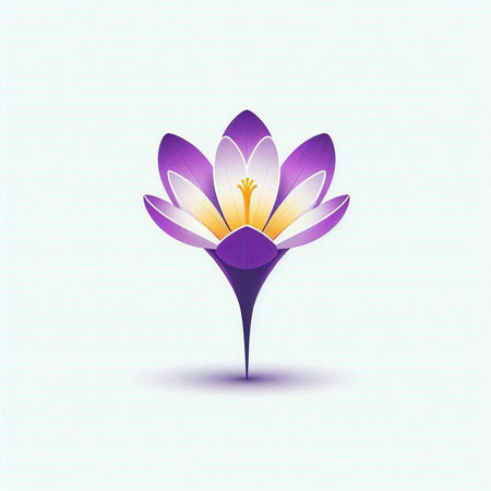 vector illustration of a purple crocus flower on a white background.のイラスト素材