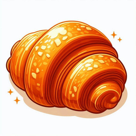 Illustration of a croissant isolated on a white background.のイラスト素材