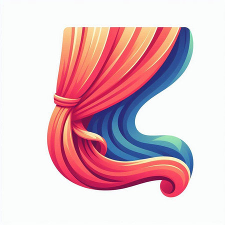 Curtains in the shape of a letter. Vector illustration.のイラスト素材