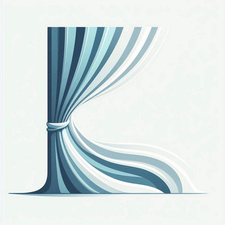 Curtain with blue stripes. Vector illustration. Eps 10 file.のイラスト素材