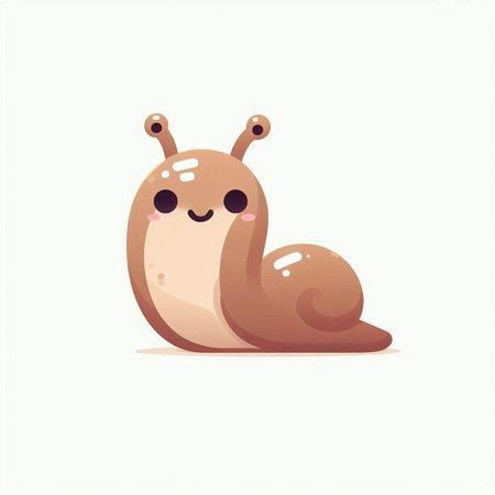Cute Cartoon Snail. Vector illustration isolated on white background.のイラスト素材