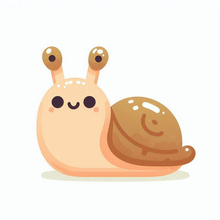Cute cartoon snail. Vector illustration isolated on a white background.のイラスト素材