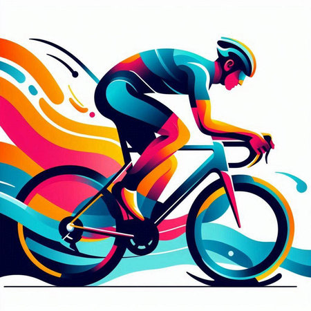 Cyclist on a bike. Colorful vector illustration for your designのイラスト素材