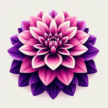 Beautiful purple dahlia flower on light background. Vector illustration.のイラスト素材