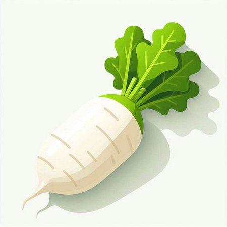 Daikon radish on a white background. Vector illustration.のイラスト素材