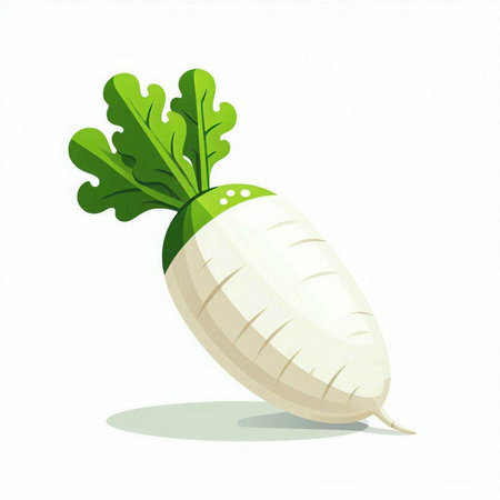 Daikon radish isolated on white background. Vector illustration.のイラスト素材