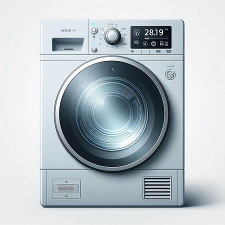 Washing machine on a white background. 3D illustration. Eps 10.のイラスト素材