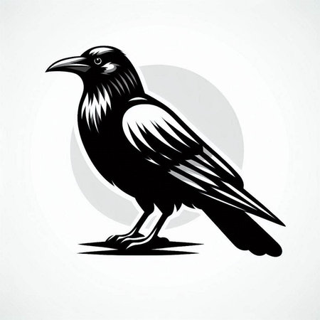 black crow on a white background, vector illustration, eps 10のイラスト素材