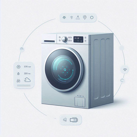 Washing machine on a white background. Vector illustration. Eps 10のイラスト素材
