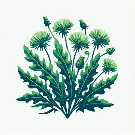 Illustration of a green dandelion isolated on a white backgroundのイラスト素材