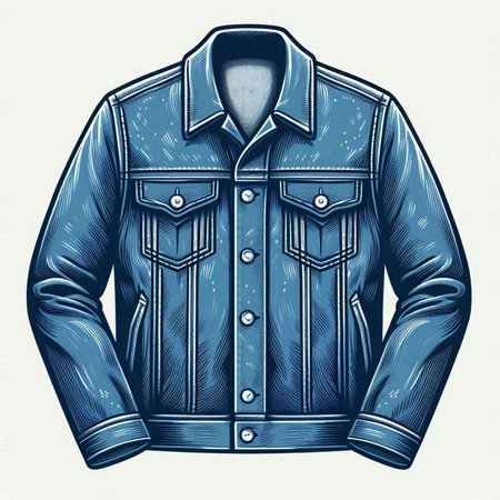 Denim jacket. Vector illustration of a denim jacket with pockets.のイラスト素材