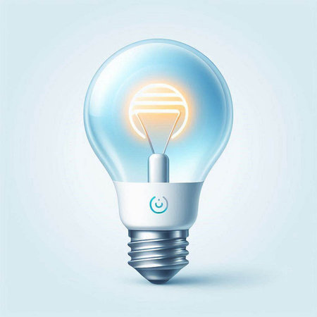 Electric light bulb on blue background. Vector illustration. Eps 10.のイラスト素材