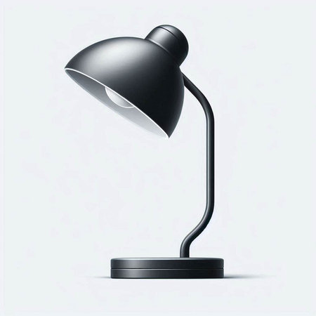 Illustration of black desk lamp isolated on a white background. Eps 10 vector file.のイラスト素材