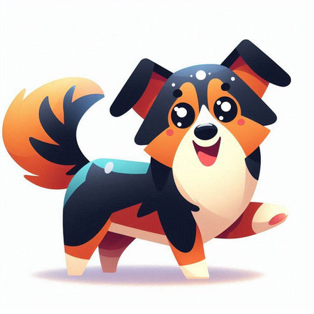 Vector illustration of a cute cartoon dog in black and orange colors.のイラスト素材