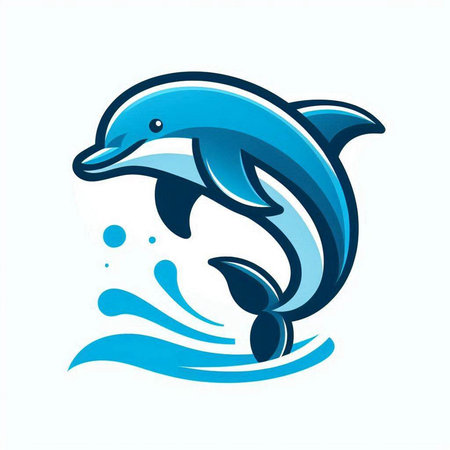 Illustration of a dolphin in the sea. Colorful vector illustration.のイラスト素材