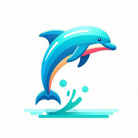 Dolphin logo. Icon of a jumping dolphin. Vector illustration.のイラスト素材
