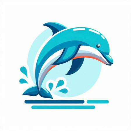 Illustration of dolphin jumping out of the water. Vector illustration.のイラスト素材
