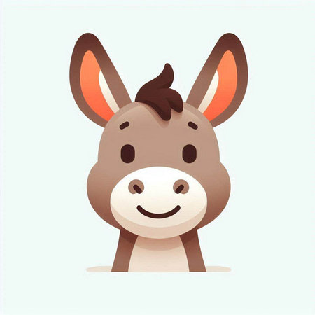 Donkey vector illustration. Cute cartoon character. Vector illustration.のイラスト素材