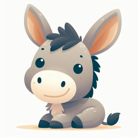 Cute cartoon donkey. Vector illustration isolated on a white background.のイラスト素材