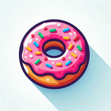 Donut with pink glaze and sprinkles. Vector illustration.のイラスト素材