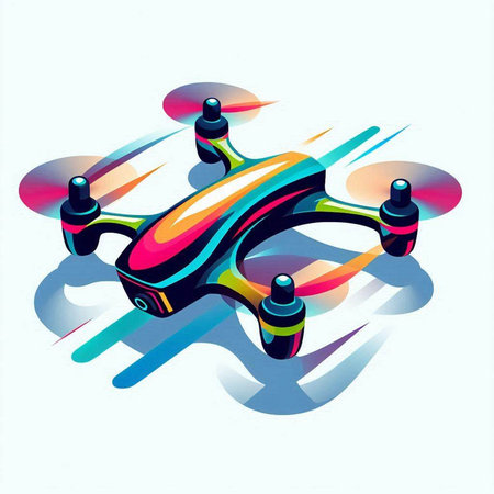 Drone quadcopter with action camera. 3d illustration.のイラスト素材