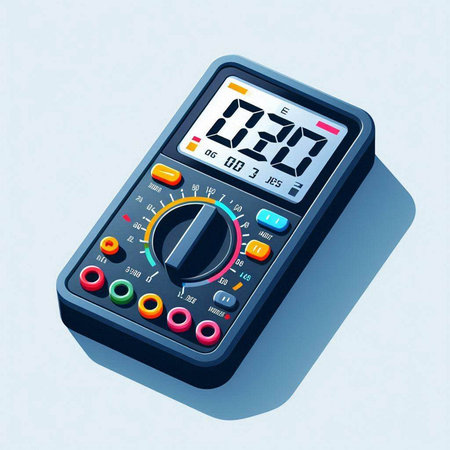 Digital multimeter on a blue background. 3d isometric illustration.のイラスト素材