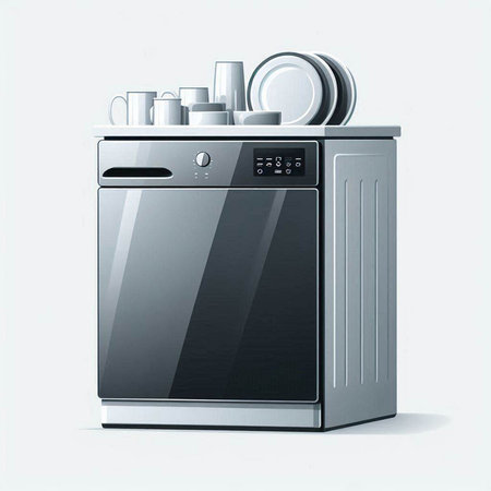 Kitchen appliances on a white background. 3d render illustration.のイラスト素材