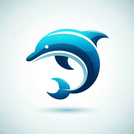 Dolphin logo design template icon element. 3d vector illustration.のイラスト素材