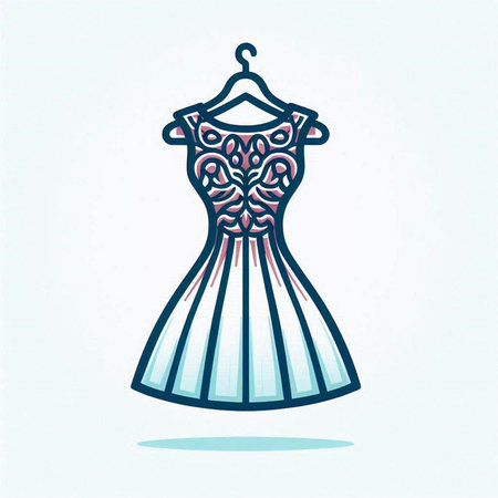 Illustration of a beautiful dress on a hanger. Vector illustration.のイラスト素材