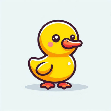Cute yellow rubber duck isolated on white background. Vector illustration.のイラスト素材