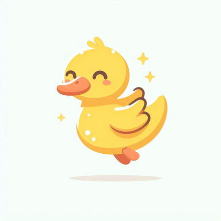 Cute cartoon duckling isolated on white background. Vector illustration.のイラスト素材