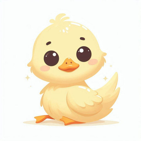 Cute cartoon baby duckling isolated on white background. Vector illustration.のイラスト素材