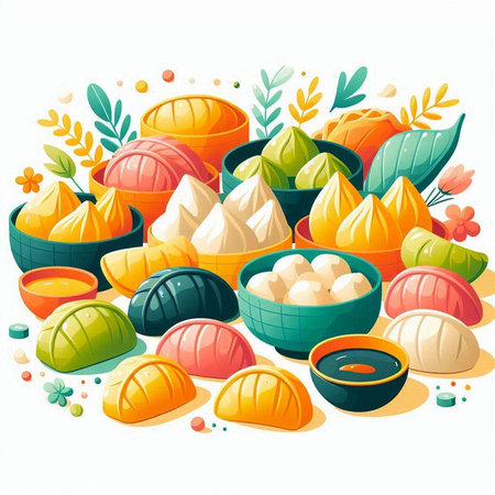 Illustration of traditional japanese dumplings on white backgroundのイラスト素材