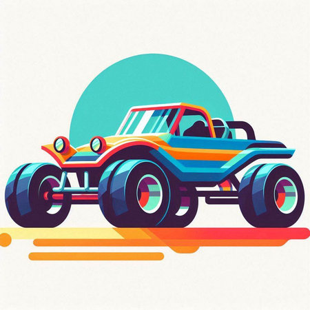 Vector illustration of a retro car in the style of the 80s.のイラスト素材