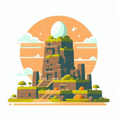 Ancient ruins of the ancient city. Vector illustration in flat style.のイラスト素材