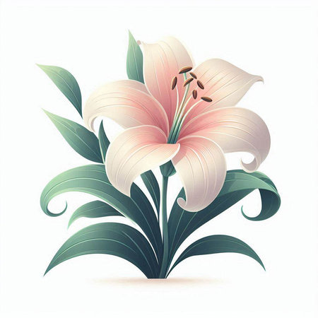 Beautiful lily flower on a white background. Vector illustration.のイラスト素材