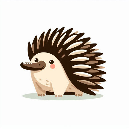 Cute cartoon hedgehog. Vector illustration isolated on white background.のイラスト素材
