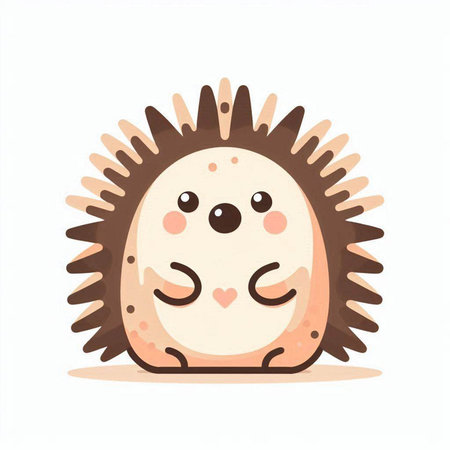 Cute hedgehog isolated on white background. Cartoon character. Vector illustration.のイラスト素材