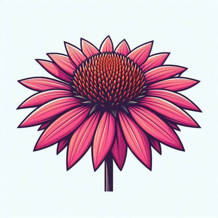 Illustration of a pink echinacea flower on a white backgroundのイラスト素材