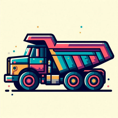 Dump truck. Colorful vector illustration in flat cartoon style.のイラスト素材