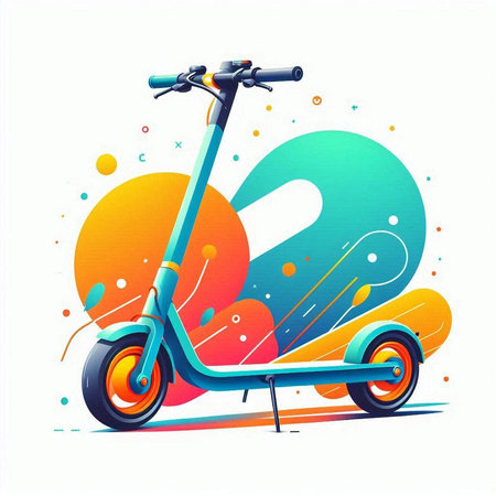 Colorful scooter on colorful background. Vector illustration for your designのイラスト素材