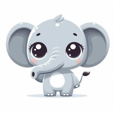 Cute cartoon elephant. Vector illustration of a cute little elephant.のイラスト素材