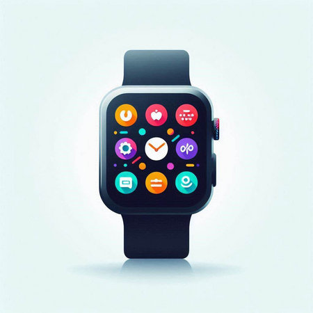 Smartwatch with colorful application icons. Vector illustration for your design.のイラスト素材