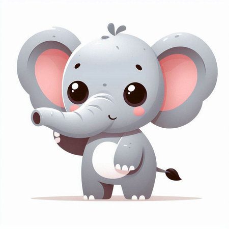 Cute cartoon elephant. Vector illustration isolated on a white background.のイラスト素材